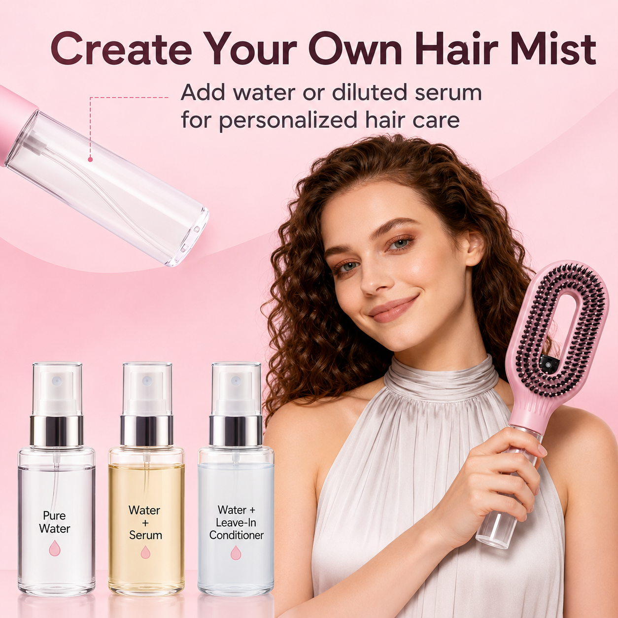 2-in-1 Hair Detangling Brush with Water Mist